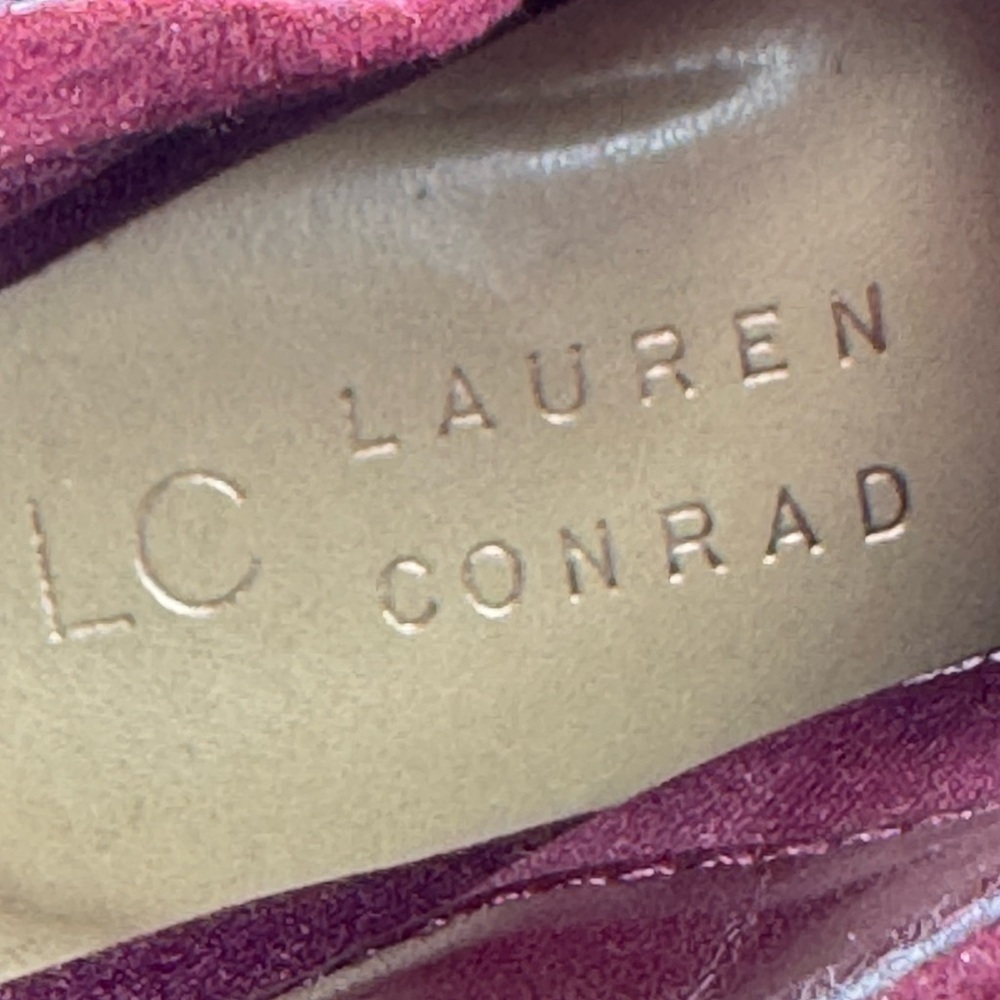 LC by Lauren Conrad Maroon Zippered Booties with Bow Detail - Picture 6 of 7